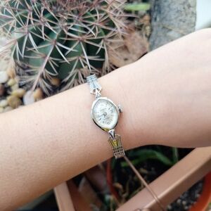 Vintage Lucerne Silver Marquise Dainty Classic Shock Resistant Stretch Watch